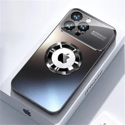 Luxury Titanium Matte Magnetic Case with Metallic Finish - Magsafe Compatible Wireless Charging Cover - iPhone 15 Plus (Black)