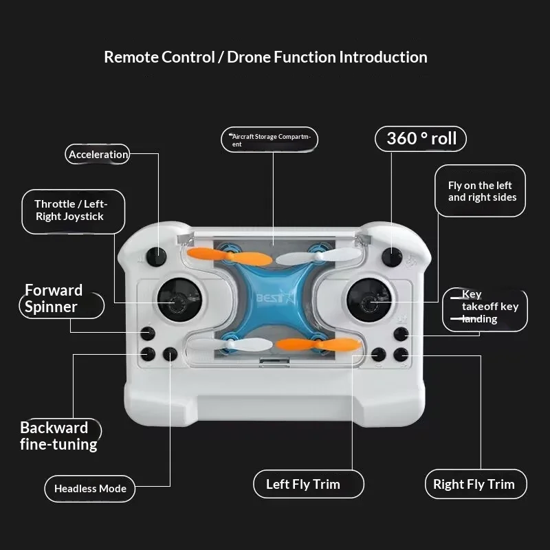 HC702 미니 포켓 드론 RC 쿼드콥터, 고도 유지 기능, 360도 3D 플립, 실내외 비행 완구, 어린이 초보자용 선물