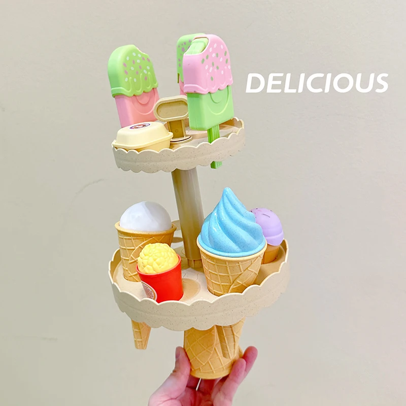 Baby Ice Cream Toys Set Simulation Make Afternoon Tea Dessert Pretend Play Food Game Play House Party Activities Games Girl Toy