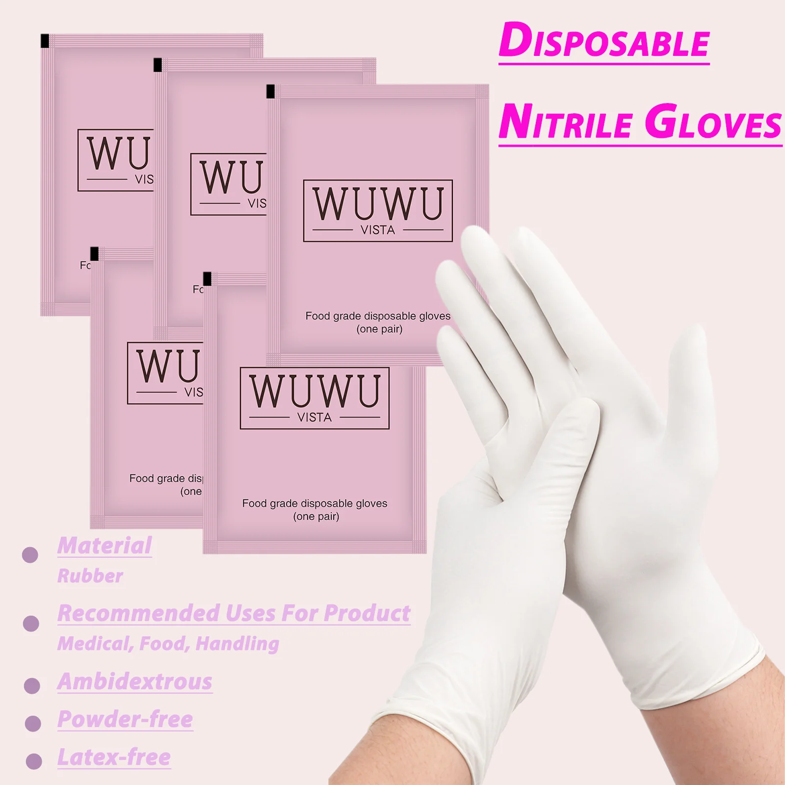 30pair Individually Packaged Disposable Nitrile Gloves Food Grade TPE Latex Gloves Non-Slip Wax Accessories