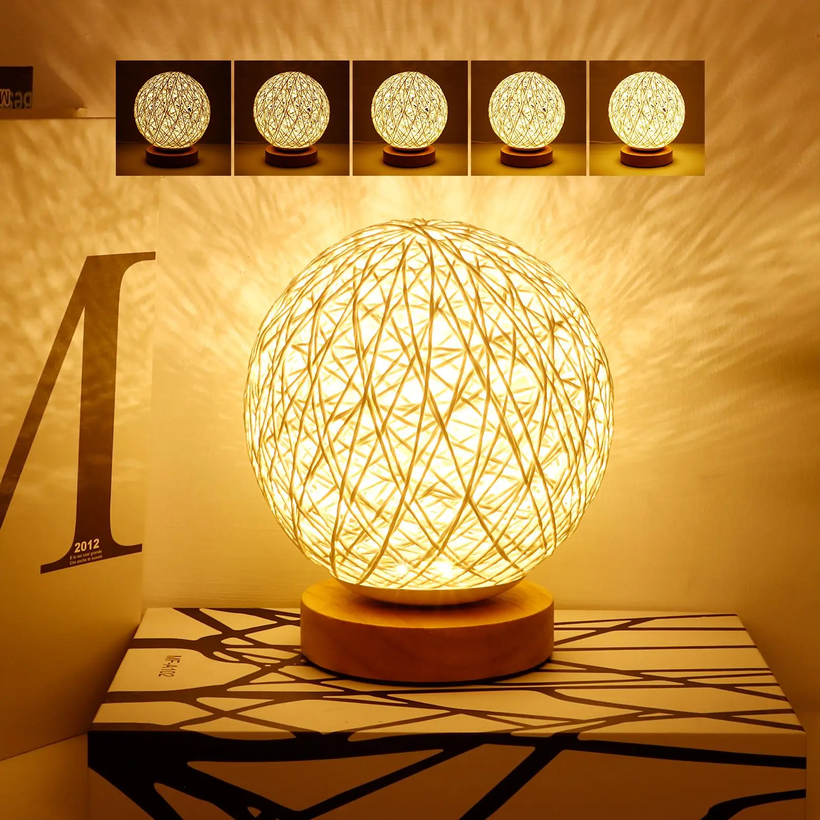 

Креативная искусственная романтическая ночная лампа, приглушаемая Звездная лампа, прикроватные светильники для спальни, фэнтези, ротанговый шар, Луна, декоративная лампа для дома