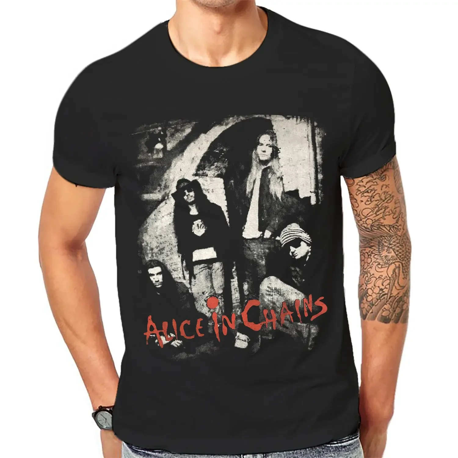 

Alice In Chains T Shirt Man Black Graphic Print Hard Rock Band Tee 1 A 181 O Neck Teenage T Shirts