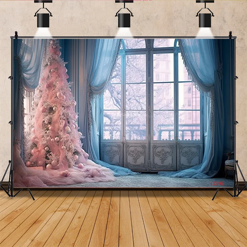 

SHUOZHIKE Christmas Day Fireplace Photography Backdrops Gift Box Candy Chimneys Snowflake Window Studio Background WW-37