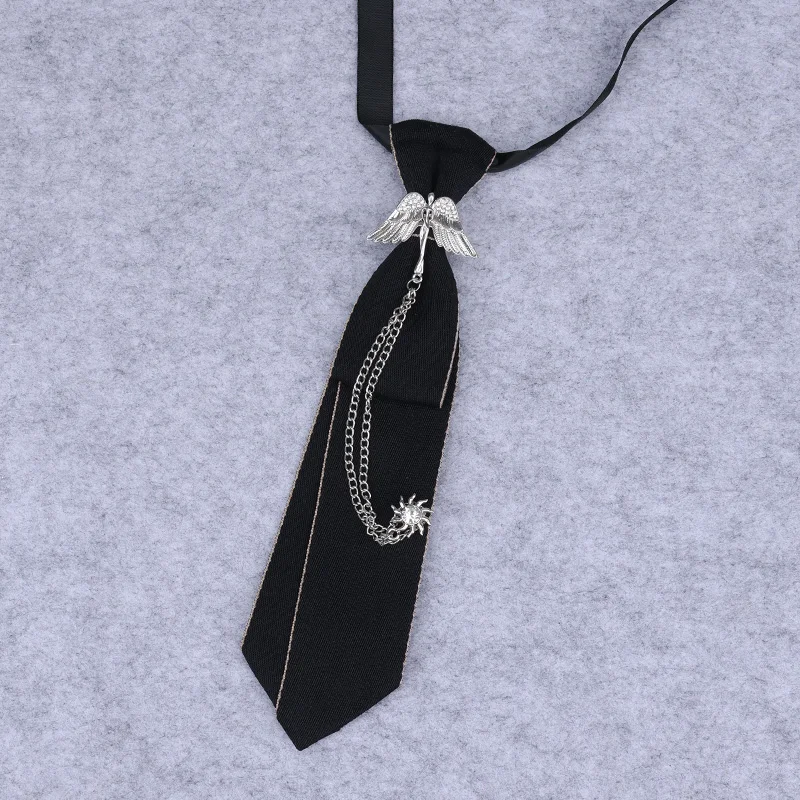 Hand Made Black Ribbon Tie Crystal Rhinestone Jewelry Men White Shirts College Girl Boys Collar Neck Ties Uniform Women Necktie Woven Necktie Necktie Set Clip On Tie