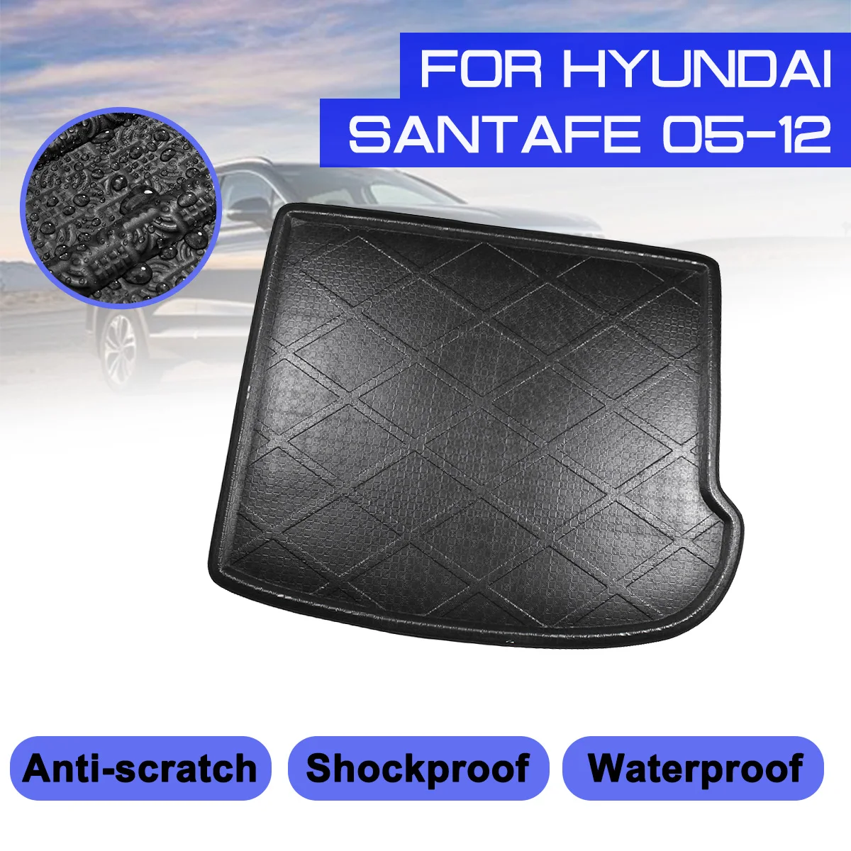 

Car Floor Mat Carpet Rear Trunk Anti-mud Cover For Hyundai SantaFe 2005 2006 2007 2008-2012
