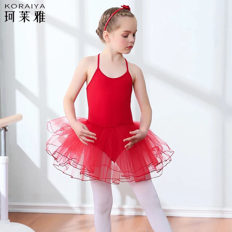 

Children's Summer Dance Clothes Cotton Suspender Ballet Leotard with Puff Skirt Ballet Tutu for Girls Performance Wear C22159