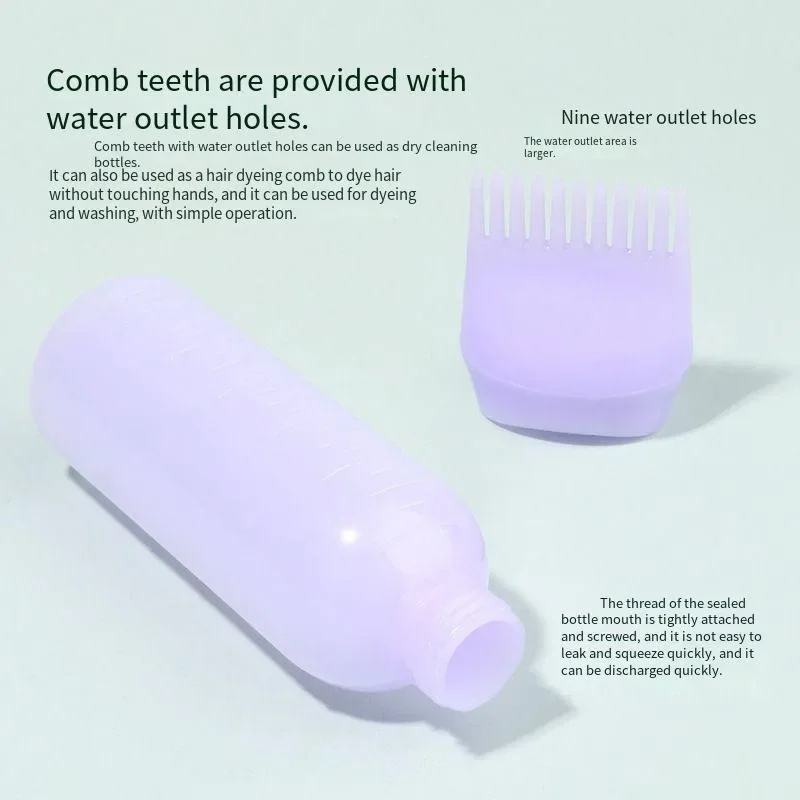 Hair Oil Applicator Bottle Hair Dye Applicator Bottle Hair Dyeing Bottle Hair Dye Bottle Shampoo Bottle Graduated Comb Teeth Salon Treatment Oil Perm Dye Paste Color Plastic Dry Cleaning