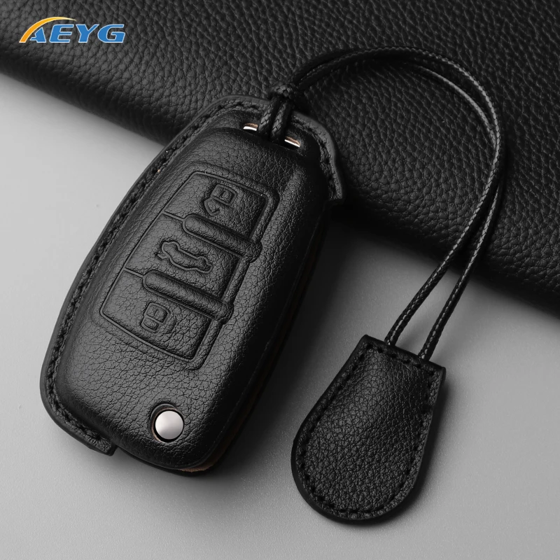 Premium Leather Car Key Case Cover with Key Chain Holder