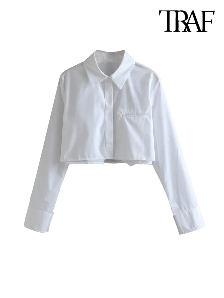 تراف موضة النساء فضفاضة اقتصاص قمصان خمر كم طويل الجبهة زر الإناث البلوزات Blusas شيك القمم 6 تراف موضة النساء فضفاضة اقتصاص قمصان خمر كم طويل الجبهة زر الإناث البلوزات Blusas شيك القمم 6