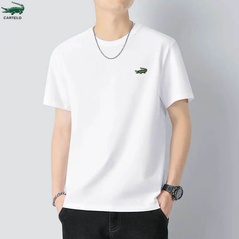 

Cartelo 210g Heavy Cotton Short Sleeved T -shirt Men's Summer New Trend Loose Half Sleeved Shirt Men's Summer Dress Top Clothing
