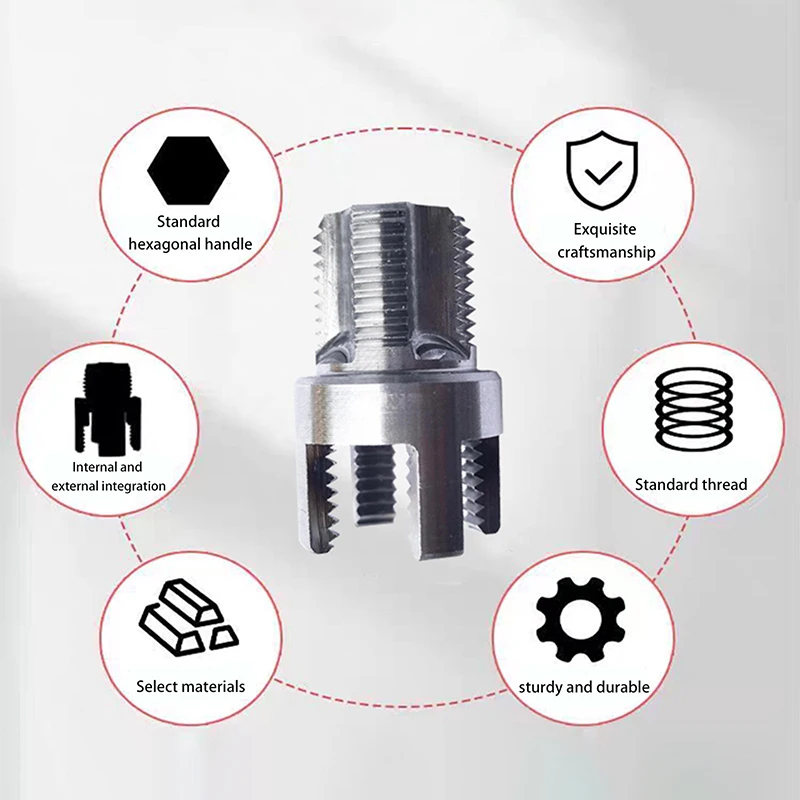 1/2" 3/4" PPR Threader Integrated Internal External Pipe Threading Tool Electric Drill Compatible PVC Pipe Threader Kit