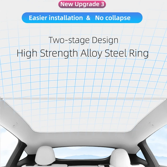 A Tesla Model 3 Y 2021-2023 Modelhez Új Frissítésű Jégszövet-Csat Buckle Napi Árnyékok Üveg Tető Napfényes Első Hátsó Napfénytető Tetőablakok - Image 2
