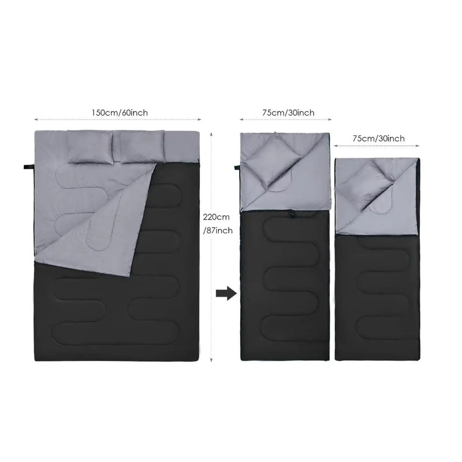 Double Sleeping Bag Warm Camping Sleep Bag 2 Person with Carry Pouch Portable Waterproof Backpacking Quilt for Indoor Travel 6