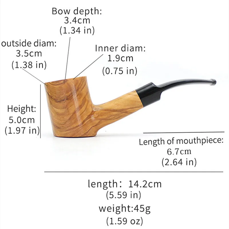 Handmade Olive Wood Straight Tobacco Pipe Hammer Design Solid Wood Desktop Smoking Pipe Unique Decorative