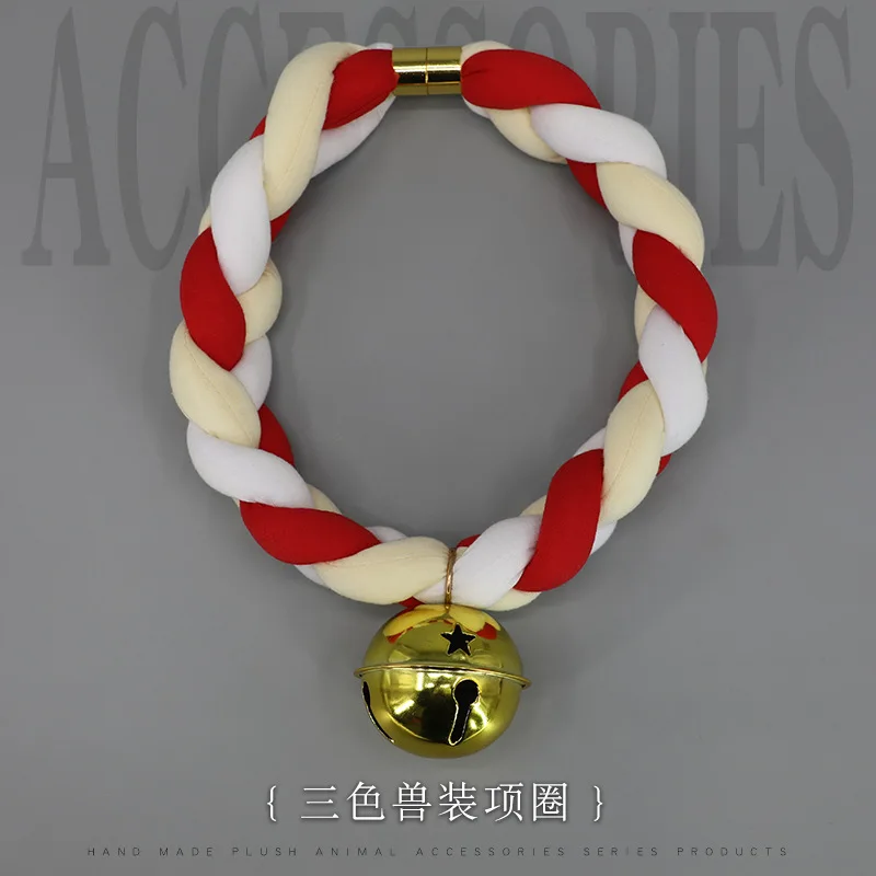 Christmas Braided Choker Necklace Man Women Halloween Party Animal Cosplay Prop Cotton Rope Bell Collar Festival Accessory