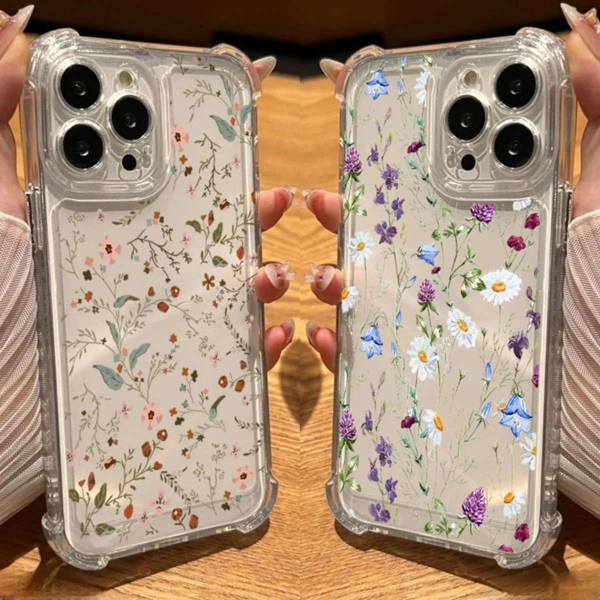 Clear Flower Leaves Shockproof Phone Case