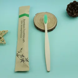 Eco - Friendly Bamboo Toothbrush Set with Custom Engraving - 100 - Pack of Reusable Wooden Soft Brushes (100pcs green)