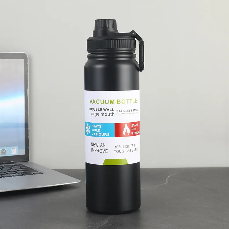800/1000ml Simple 304 stainless steel vacuum flasks Large capacity insulated cup portable thermoses Outdoor sport water bottle