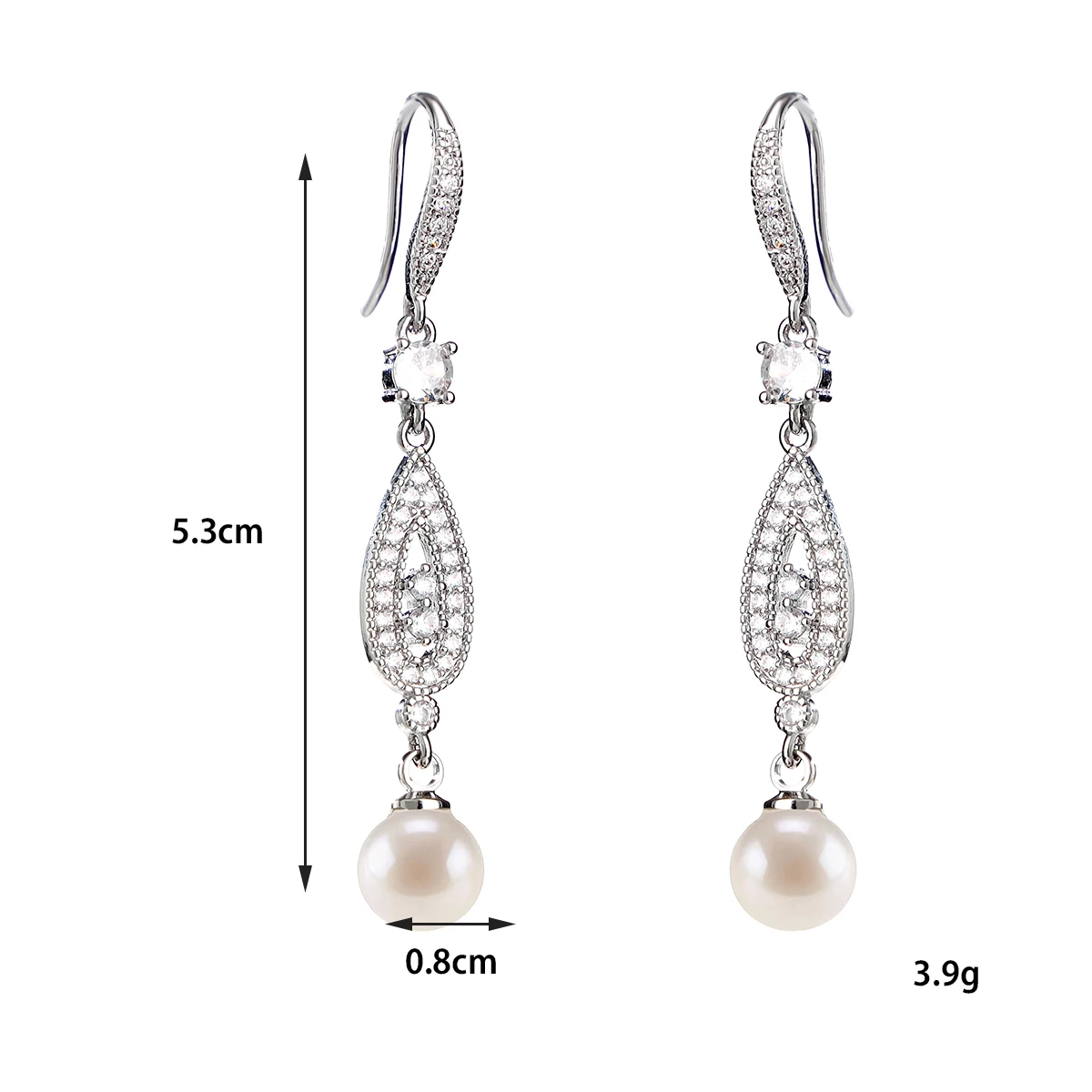 Bridal imitation pearl earrings wedding drape earrings hook drop wedding balls or parties