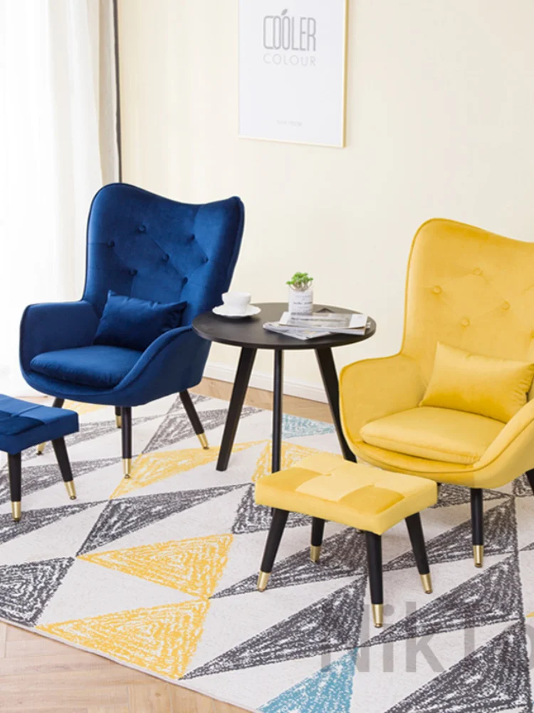 

Nordic Single Sofa Chair Simple Modern Lazy Sofa Balcony Leisure Armchair American Cloth Tiger Chair LCD