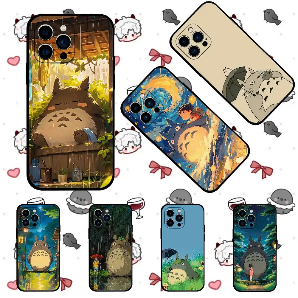 Totoro-Themed Black Phone Case