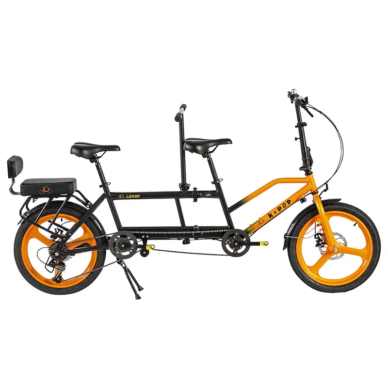 

K+POP 20 inche Folding Tandem Bike 3-Seater Shimano 7 Speed City Travel Tandem Bicycles For Outdoor Beach Cruiser 3인 탠덤 자전거
