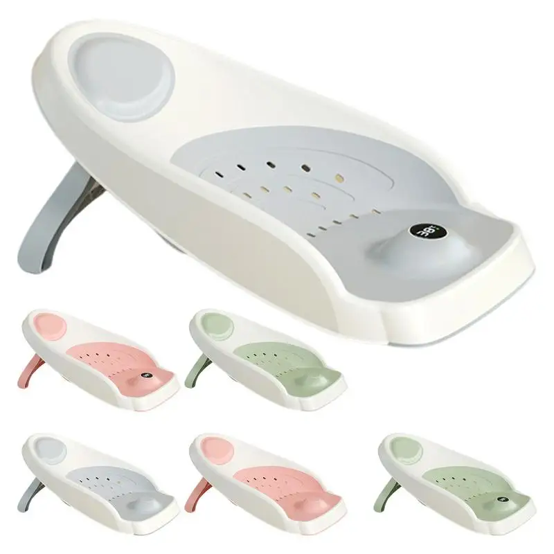 Baby Bather Bath Support Infant Bathtub Shower Seat Drain Holes Temperature Sensing Newborns Babies baby bath support pad baby bath seat baby bath tool