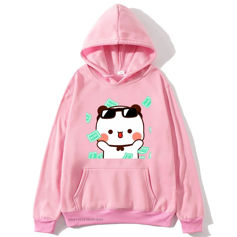 Cute Bubu and Dudu Is So Rich Millionaire Hoodies for Men Women Sweatshirt Couple Clothes Autumn Winter Tops Panda Bear Casual