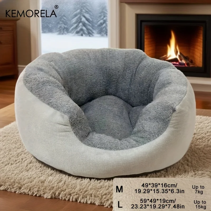 Orthopedic Plush Pet Bed For Dogs And Cats With Backrest_voghion.com