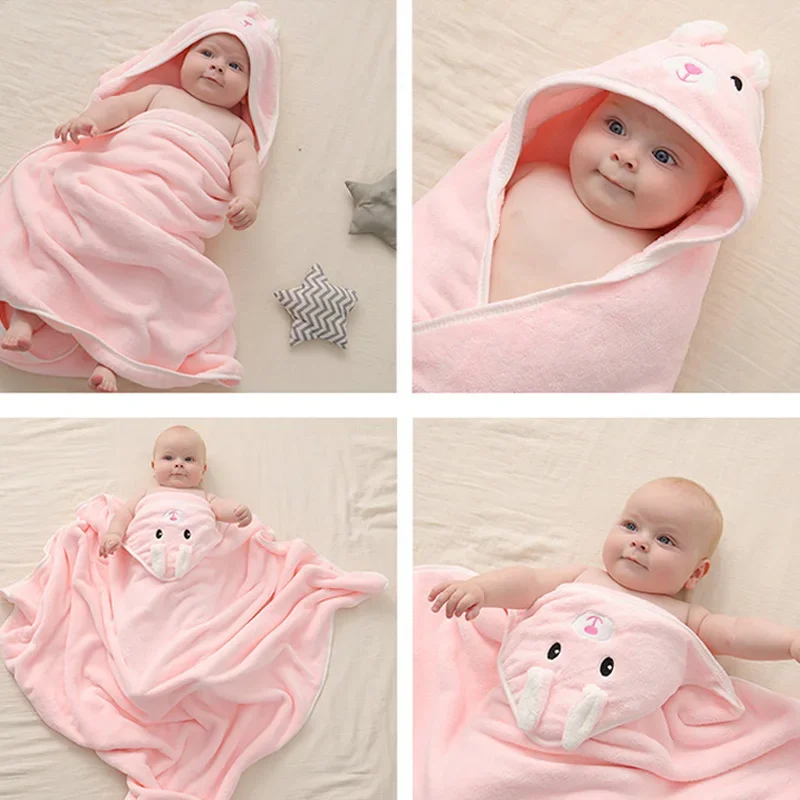 Cartoon Baby Bath Towels Soft Newborn Hooded Towel Blanket Cute Toddler Bathrobe Warm Sleeping Swaddle Wrap for Boys Girls