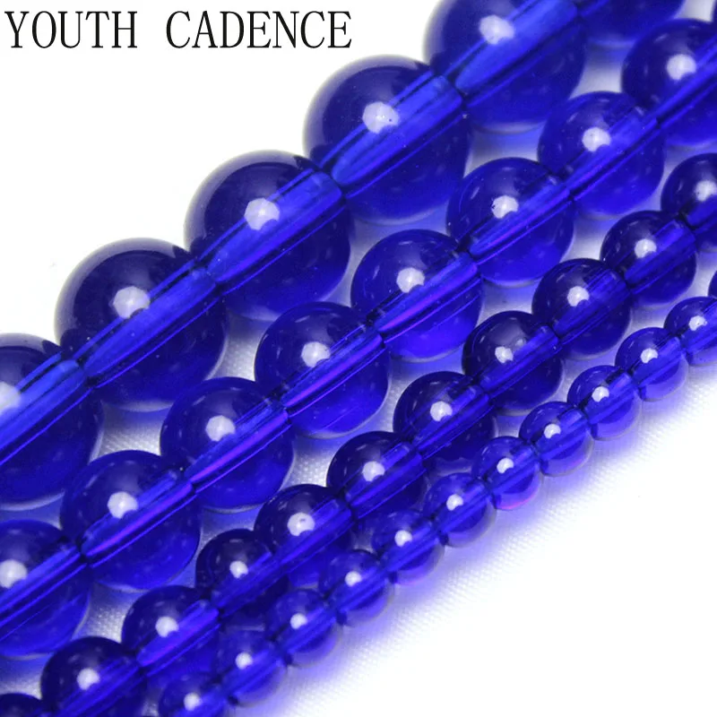 

Natural Stone Beads Dark Blue Glass Charm Round Loose Beads for Jewelry Making Needlework DIY Bracelet Necklace 4/6/8/10/12 MM