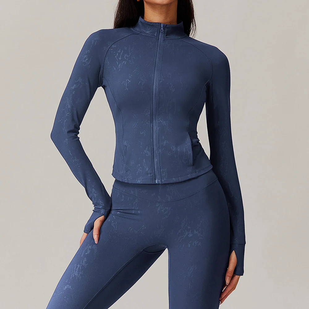 Women's Thumb Jackets New Long Sleeve Running Coat Yoga Gym Fitness Slim Fit zipper Tops Quick-Dry Breathable Sports Shirts