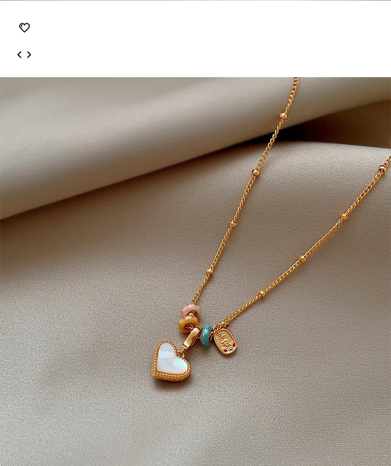 Doppelseitiger herzförmiger Anhänger aus Emaille in Rot, vergoldet, 18 Karat, mit Kette für Damen, süßer Schmuck, Schlüsselbeinkette – Detail 8