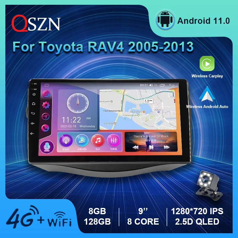 

QSZN Android 12 2K Car Radio For Toyota RAV4 2005 - 2013 Multimedia Video Player GPS 4G Carplay Auto Navigation Stereo 2 Din DVD