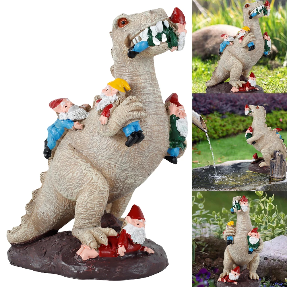 

Resin Dinosaur Statue Dinosaur Garden Eating Gnome Statue Garden Decoration Handmade Art Objects Outdoor Patio Accessories