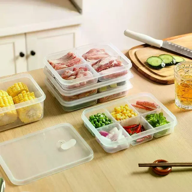 Conteneurs de conservation des aliments au réfrigérateur, adaptés à la viande et à d'autres aliments, récipients hermétiques de qualité alimentaire, 2/4/6 compartiments. 1