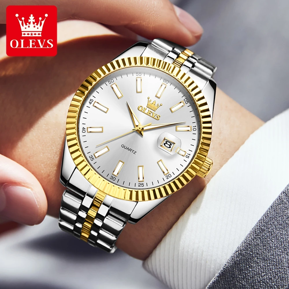 OLEVS Quartz Men's Watch Top Luxury Brand Waterproof and Luminous Stainless Steel Large dial Watch Classic Original Men's Watch