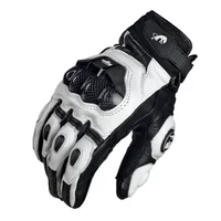 Gants de moto en cuir véritable, gants de course, noir, blanc, rouge, vélo de route, équipe de course, été, hiver 4