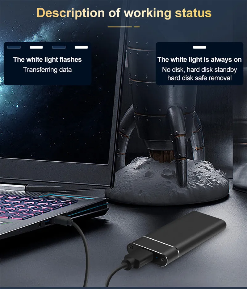 M.2 SSD 케이스 USB 3.1-M.2 NGFF SSD 인클로저 박스, SATA 외장 케이스 USB 어댑터, UASP 초고속, 2242 2260 2280