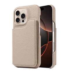 Stylish PU Leather Phone Case with Magnetic Closure & Built - in Stand for iPhone 15 Plus (Beige)