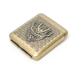 Vintage Dragon Pattern Metal Cigarette Storage Box with Flip Cover - Smoking Accessories (A)