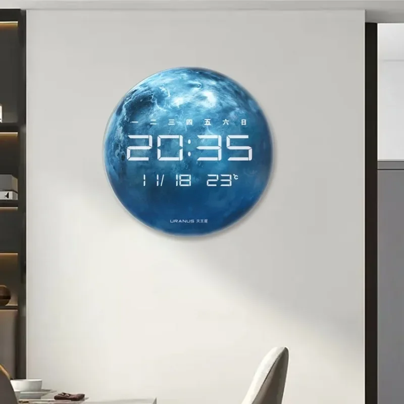 

Multifunctional Creative Glow-in-the-dark Star Sign Wall Clock with Thermometer and Calendar, Living Room Decoration