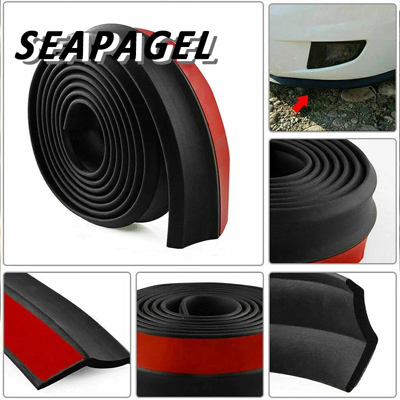 Front Bumper Spoiler Lips Car Bumper Lip Protection Decoration Stickers Rubber Car Universal Protectors 1M/2.5M