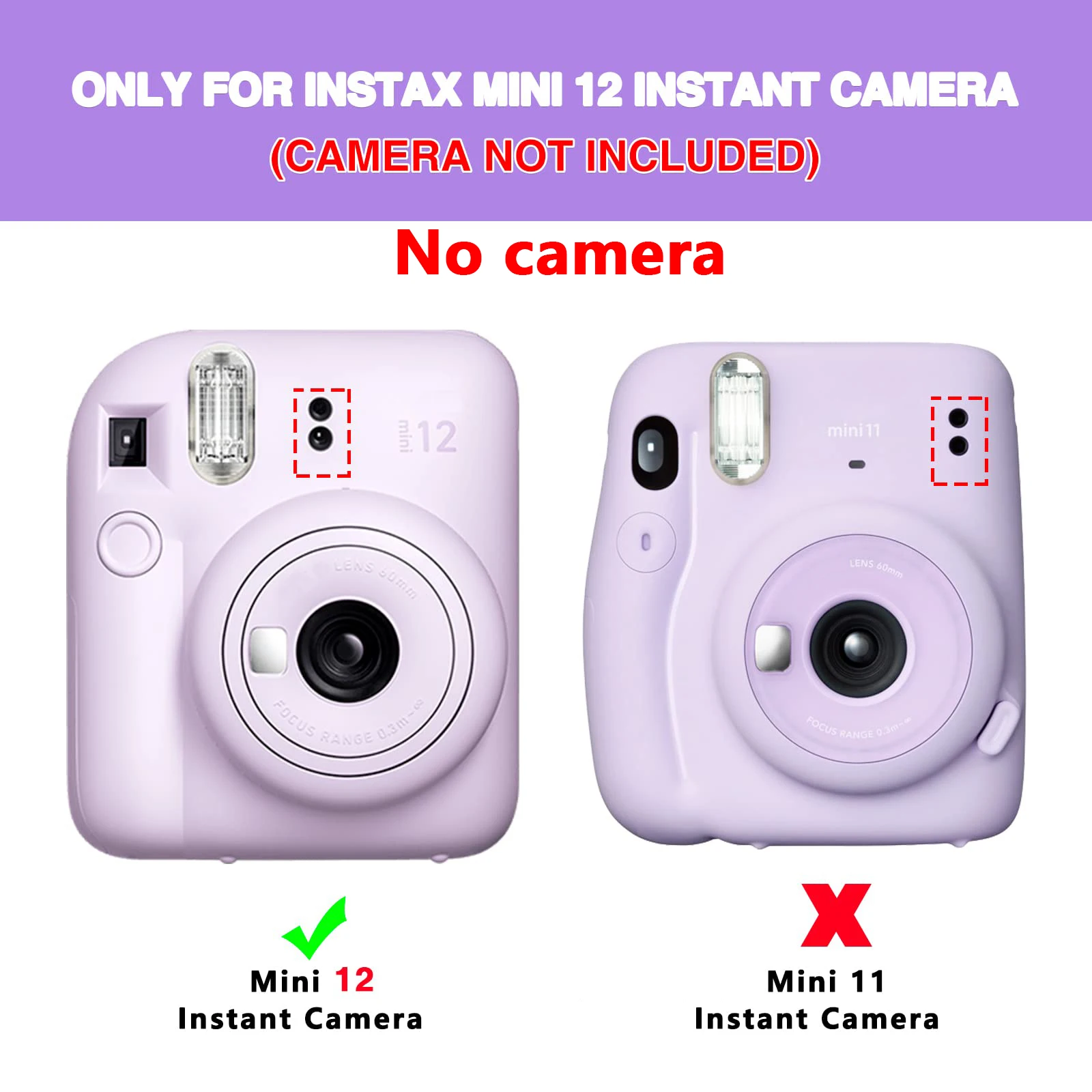 1pc Silicone Protective Case for Instax Mini 12 Instant Camera with Adjustable Strap-Dark Gradient (Camera Not Included)