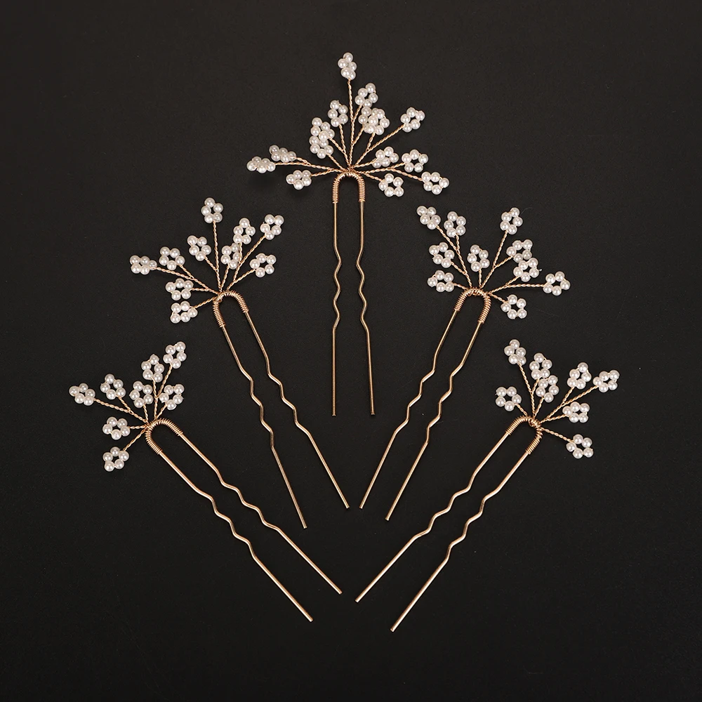 5PCS Pearls Bridal Hair Pins for Women Wedding Accessories