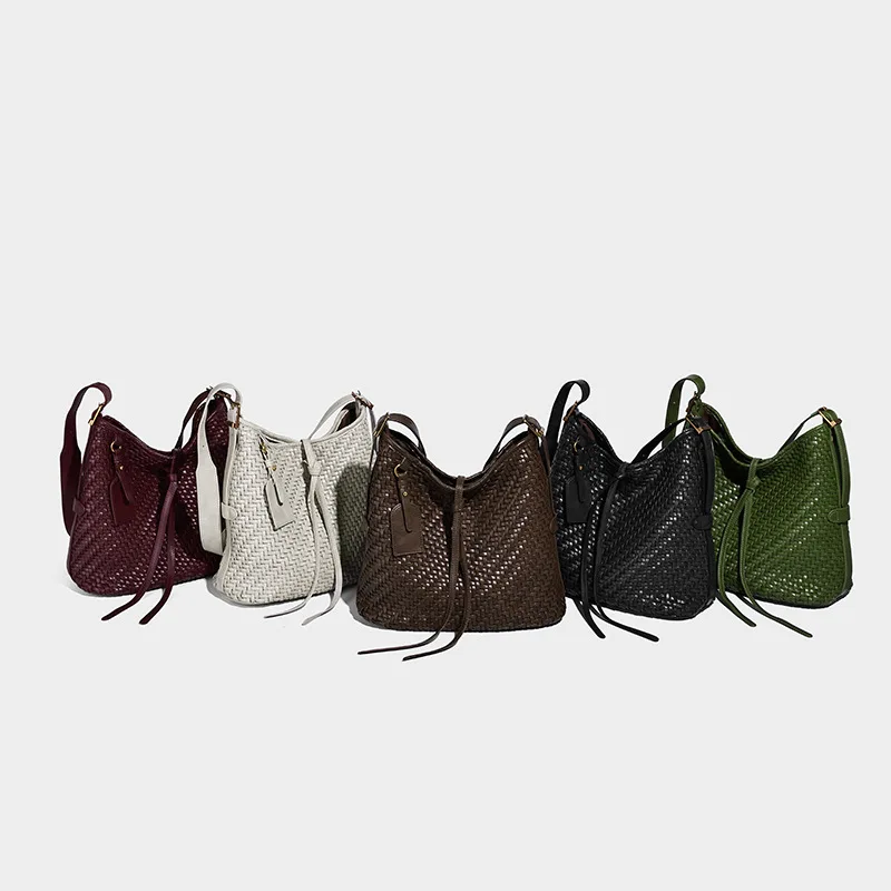 Handmade Weave Bucket Bags For Women Luxury Designer Handbags And Purses 2025 New In Vintage Casual Vacation Shoulder Crossbody