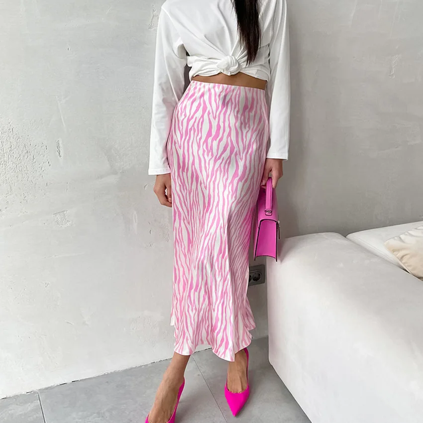 Fashion Zebra Skirts Women High Waist Contrast Color Summer Dress