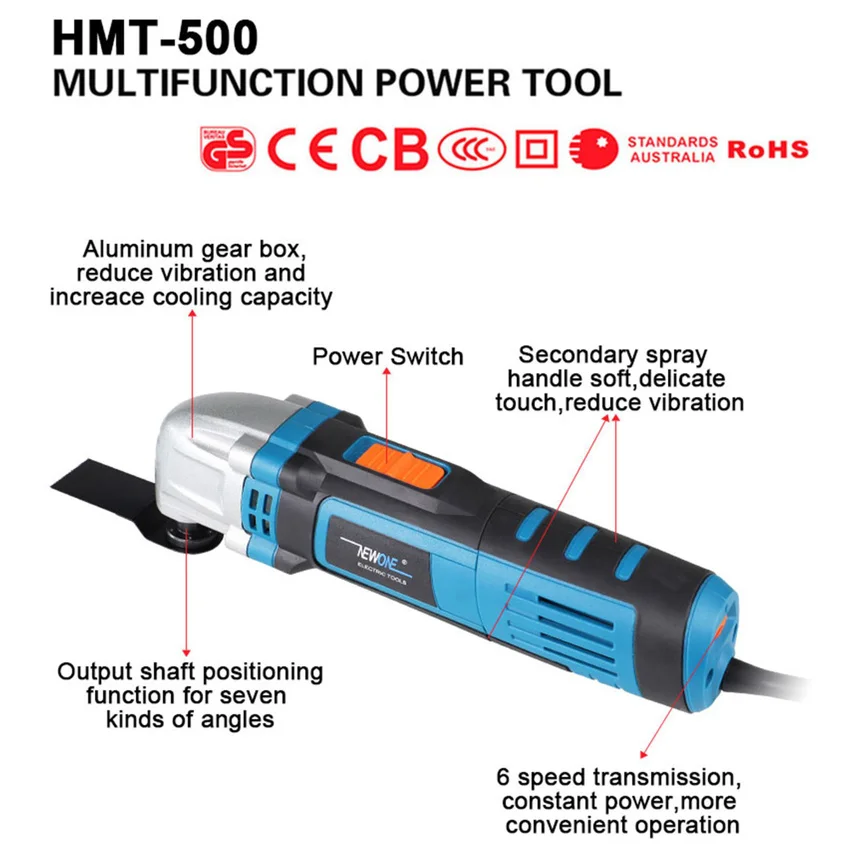 NEWONE  500W Oscillating Tool Multifunctional Electric Trimmer Repair Saw DIY Home Improvement Tool Renovator Pack Bag 5