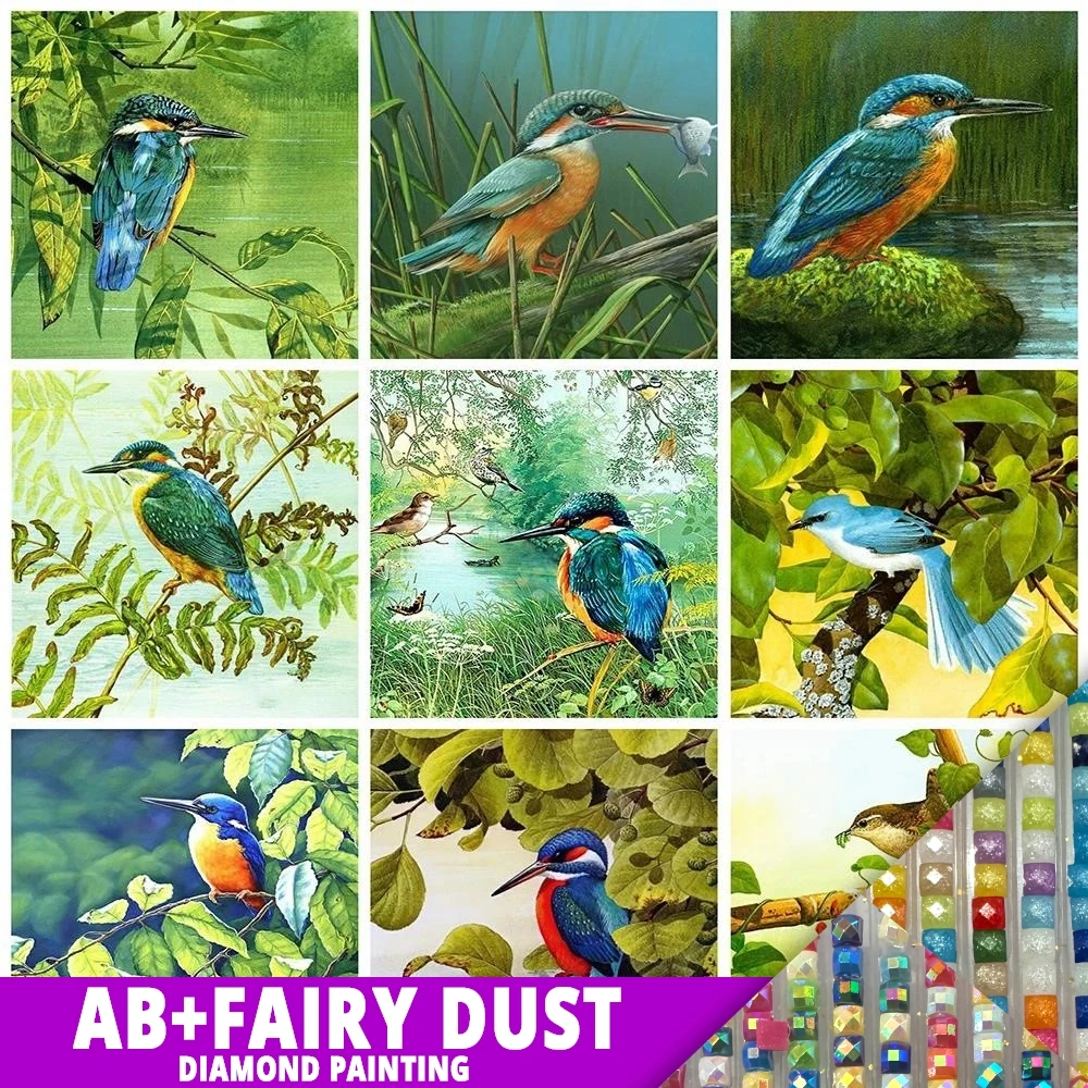 

AB Fairy Dust Diamond Painting Bird 5D DIY Embroidery Mosaic Cross Stitch Tree Handicraft Wall Art Wall Stickers Home Decor