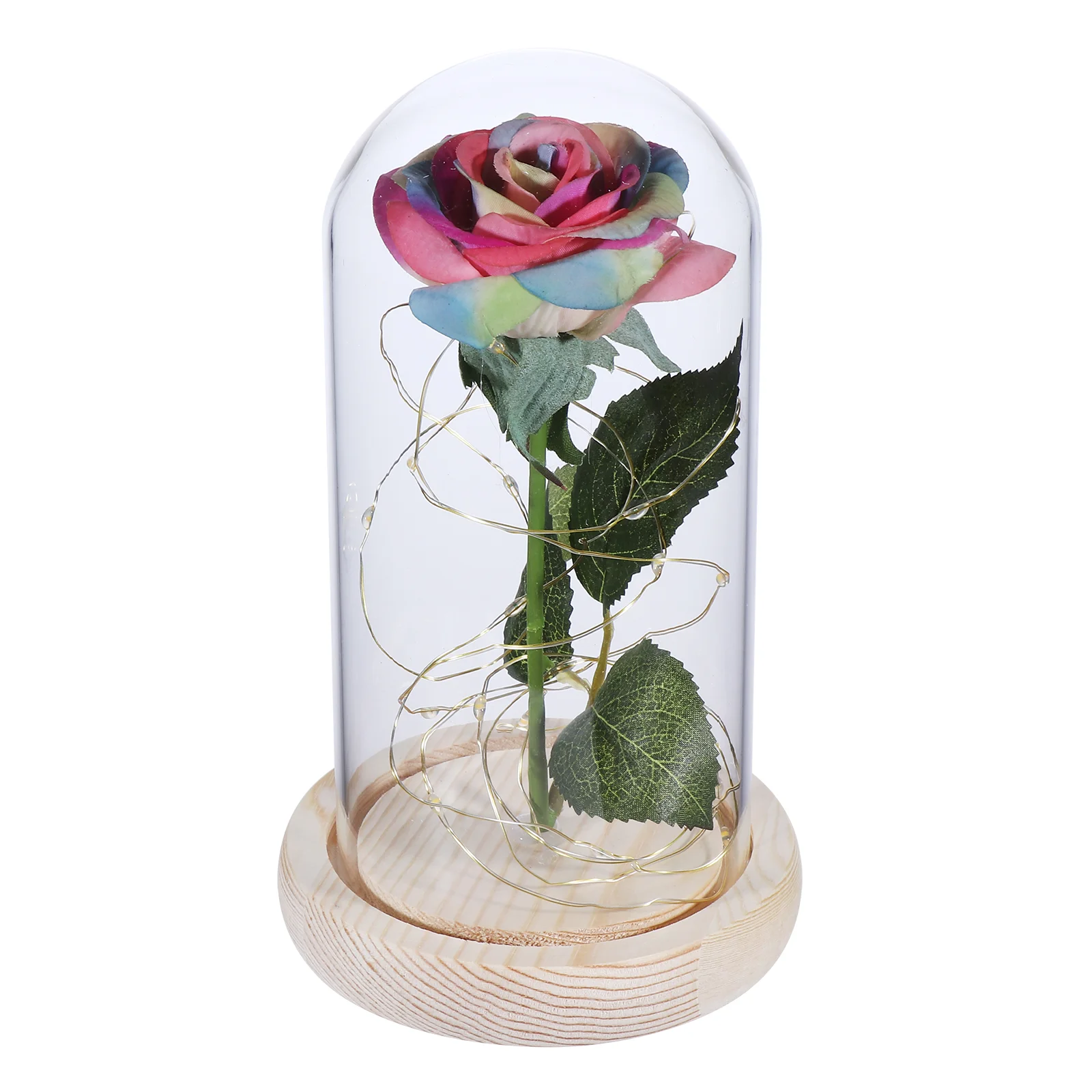 

LED Eternal Flower Decoration Wedding Table Decorations Glass Preserved Rose Fresh Adornment Dome Mother Home Accents